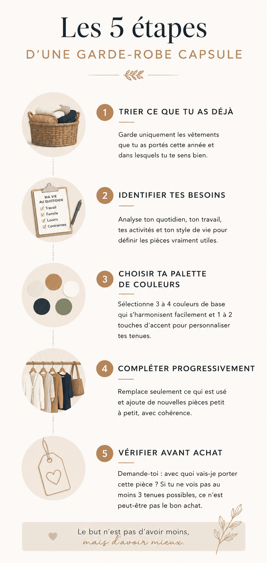 Infographie : les 5 étapes pour construire une garde-robe capsule