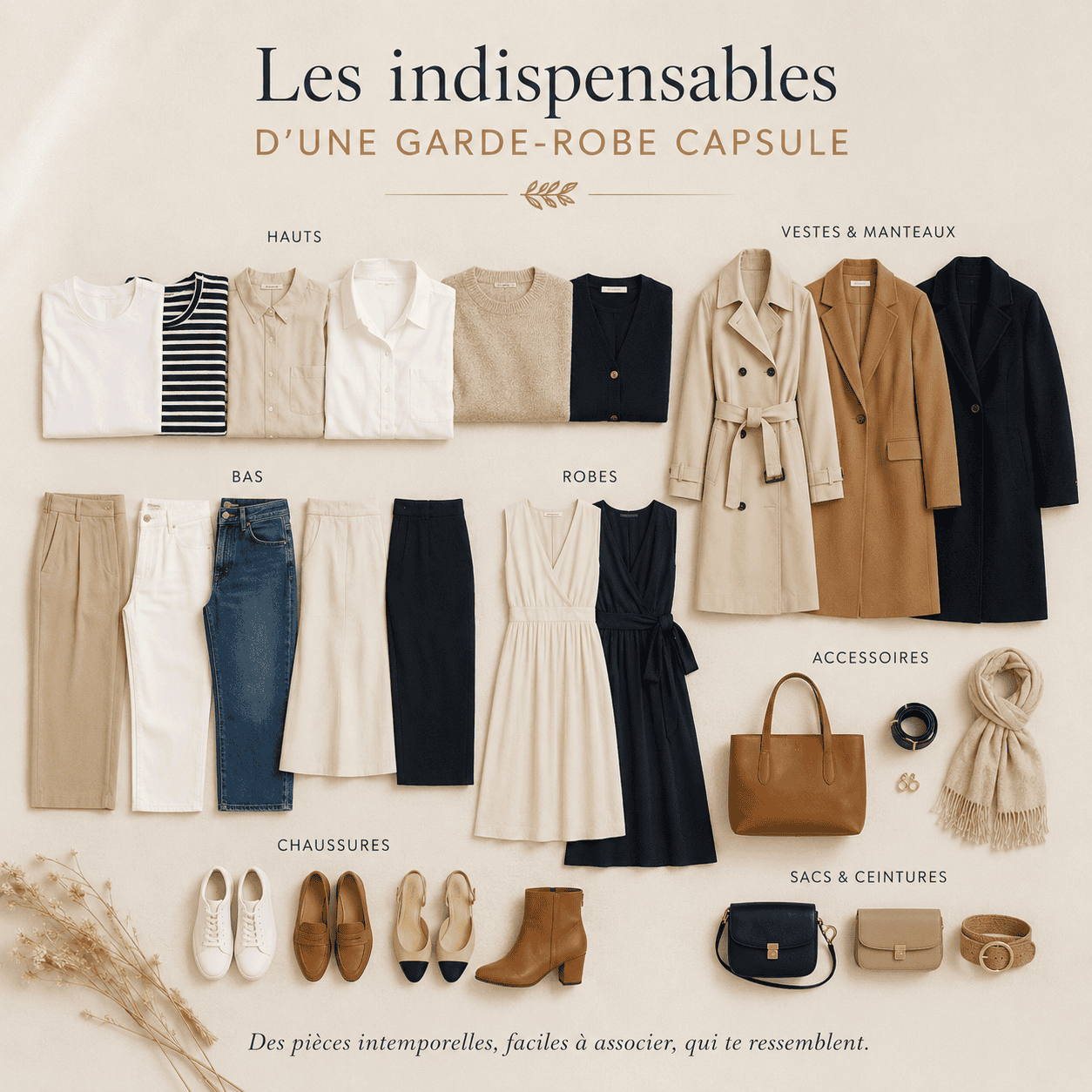 Les pièces indispensables d'une garde-robe capsule féminine